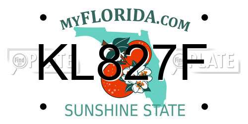 KL827F Florida License Plate