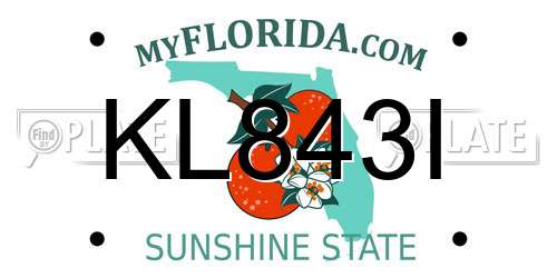 KL843I Florida License Plate