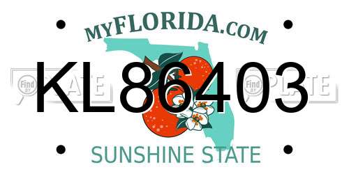 KL86403 Florida License Plate