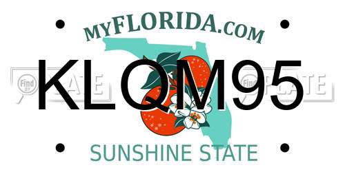 KLQM95 Florida License Plate