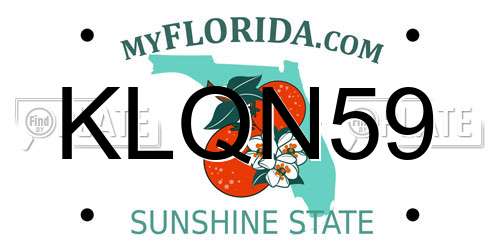 KLQN59 Florida License Plate