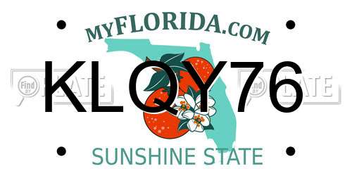 KLQY76 Florida License Plate