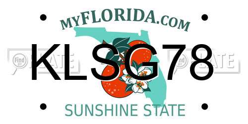 KLSG78 Florida License Plate