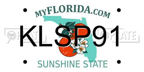 KLSP91 Florida License Plate