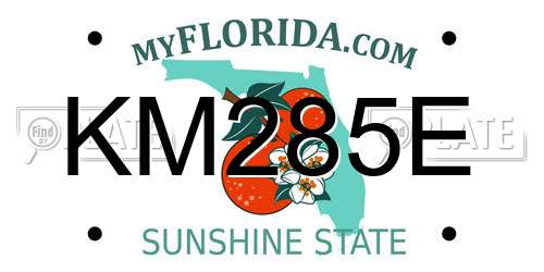 KM285E Florida License Plate