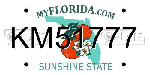 KM51777 Florida License Plate