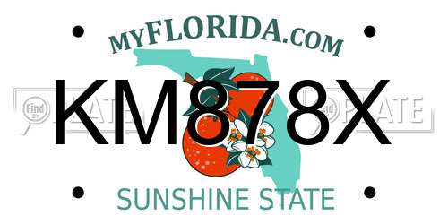 KM878X Florida License Plate