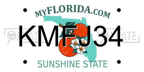 KMFJ34 Florida License Plate