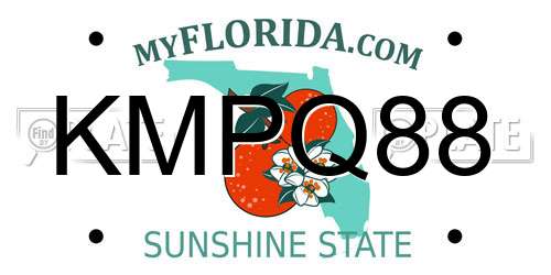 KMPQ88 Florida License Plate