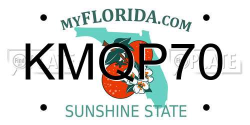 KMQP70 Florida License Plate