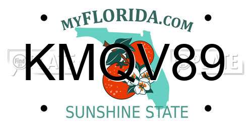 KMQV89 Florida License Plate
