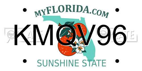 KMQV96 Florida License Plate