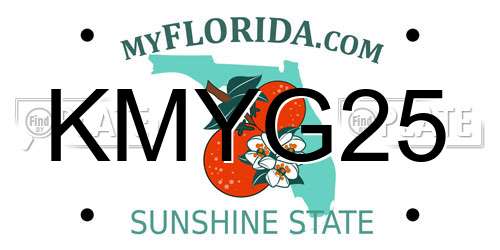 KMYG25 Florida License Plate