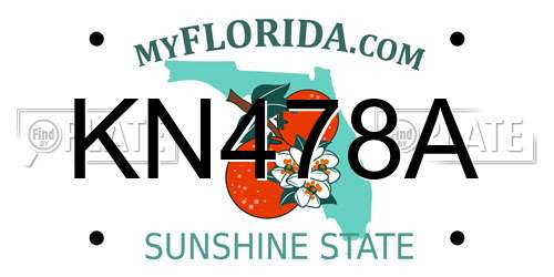 KN478A Florida License Plate