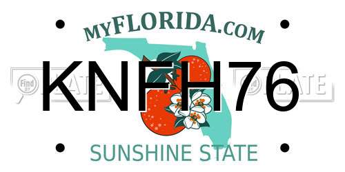 KNFH76 Florida License Plate