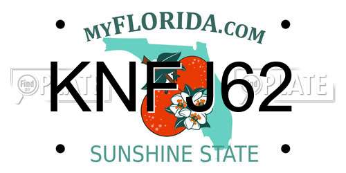 KNFJ62 Florida License Plate