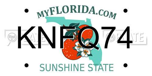 KNFQ74 Florida License Plate