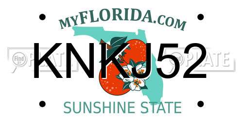 KNKJ52 Florida License Plate