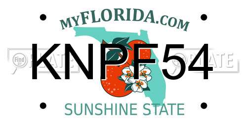 KNPF54 Florida License Plate
