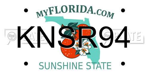 KNSR94 Florida License Plate