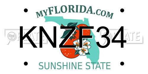 KNZF34 Florida License Plate