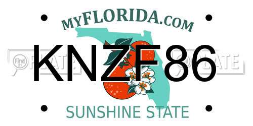 KNZF86 Florida License Plate