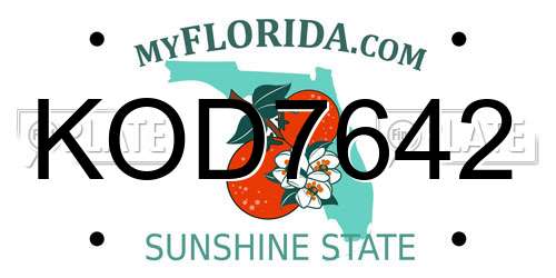 KOD7642 Florida License Plate