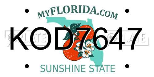 KOD7647 Florida License Plate