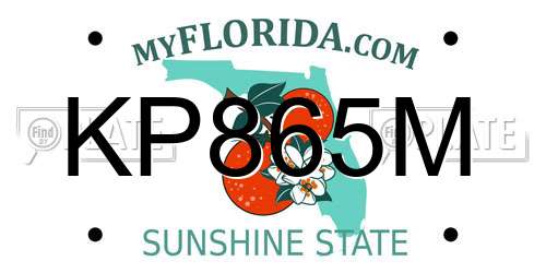 KP865M Florida License Plate