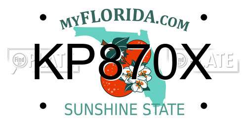 KP870X Florida License Plate