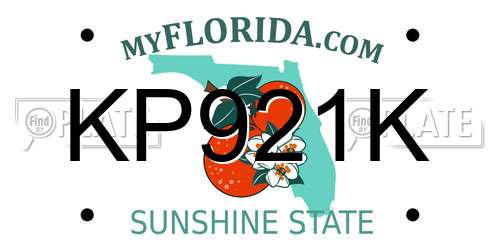 KP921K Florida License Plate