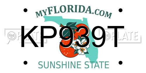 KP939T Florida License Plate