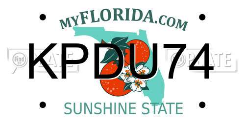 KPDU74 Florida License Plate
