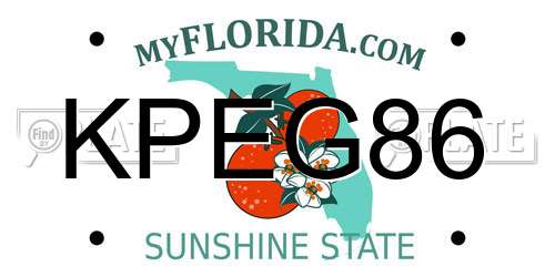 KPEG86 Florida License Plate
