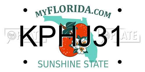 KPHJ31 Florida License Plate