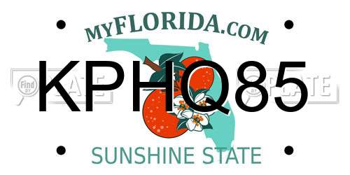 KPHQ85 Florida License Plate