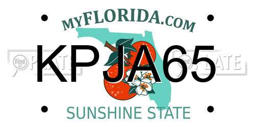 KPJA65 Florida License Plate