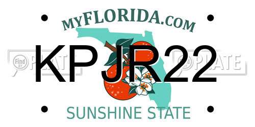 KPJR22 Florida License Plate