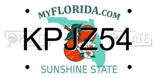 KPJZ54 Florida License Plate