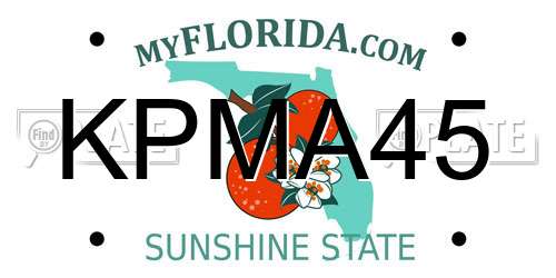 KPMA45 Florida License Plate