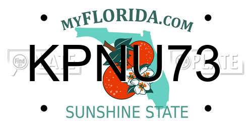KPNU73 Florida License Plate