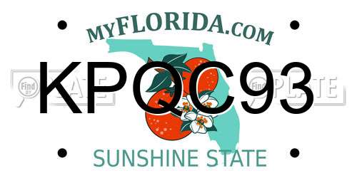 KPQC93 Florida License Plate