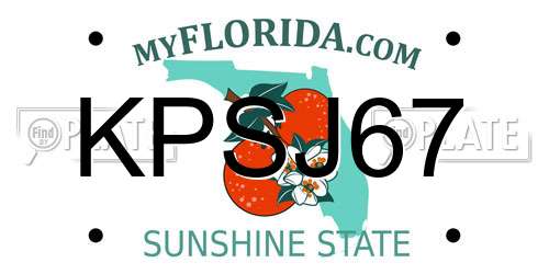 KPSJ67 Florida License Plate