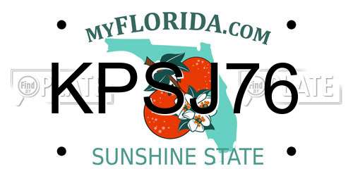 KPSJ76 Florida License Plate