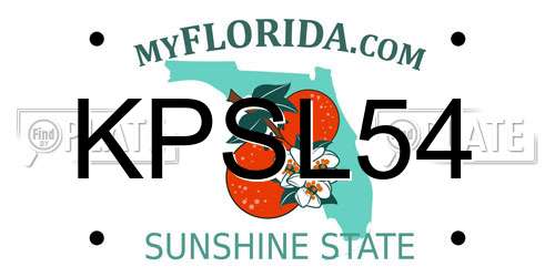 KPSL54 Florida License Plate