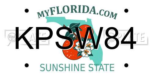 KPSW84 Florida License Plate