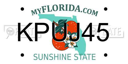 KPUJ45 Florida License Plate