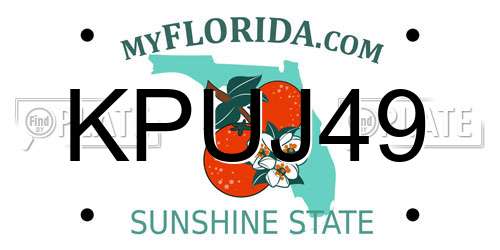 KPUJ49 Florida License Plate