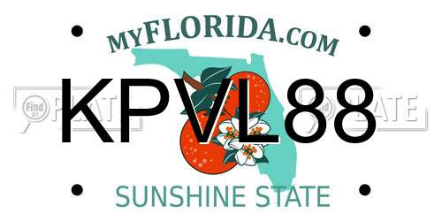 KPVL88 Florida License Plate