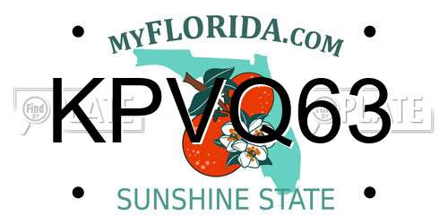 KPVQ63 Florida License Plate